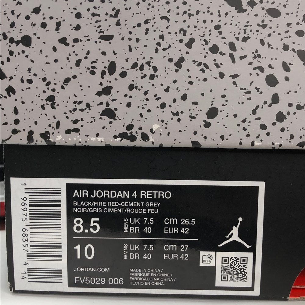 Air Jordan 4 Retro Bred Reimagined FV5029-006 Black Fire Red Sneakers- Size 8.5 - Picture 2 of 14